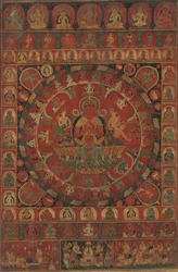 Mandala av solguden Surya omgiven av åtta planetariska gudar, daterad troligen 1379.