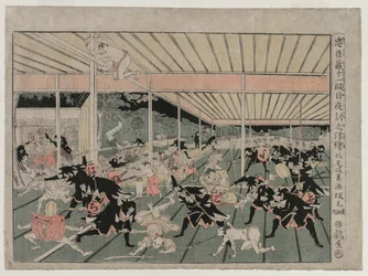 Chushingura: Akt XI från serien Perspective Pictures för The Treasure House of Loyalty, ca. 179