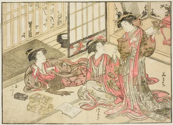 Kurtisaner från Kado Daikokuya, från boken "Mirror of Beautiful Women of the Pleasure Quarters (Seiro bijin awase sugata kagami)," vol. 2