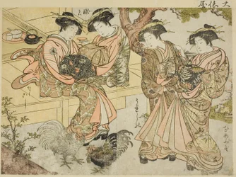 Courtesans of Ogiya, från boken "Mirror of Beautiful Women of the Pleasure Quarters (Seiro bijin awase sugata kagami)," vol. 1