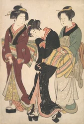 Två geishor och en piga, ca. 1790.