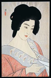 Geisha Ichiyen, 1933, av Kiyoshi Kobayakawa (1896-1948), Oban wo d ward, 40,5 x 26 cm, Meiji-Morowa period, Japan, 20:e raden