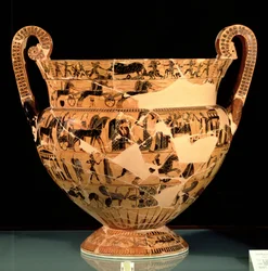 Sida B av Francois-vasen, gjord av Ergotimos (fl.575-560 f.Kr.) c.570 f.Kr. (keramik)