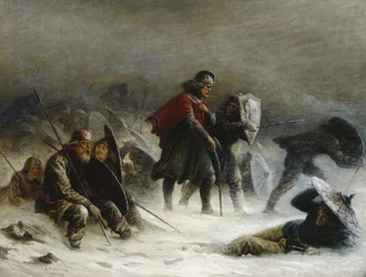 Kung Sverre i en snöstorm i Vossbergen