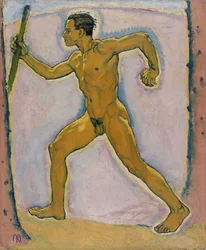 ""The Wayfarer"" (The Wayfarer) Målning av Koloman Moser (1868-1918) - 1914 - Olja på duk Dim 75,5x62,4 cm Leopold Museum, Wien