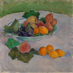 Stilleben med frukt och löv. 1910