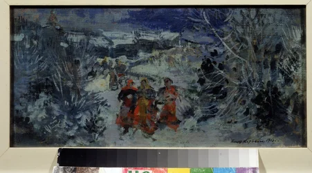 Scenografi för operan May Night av Nicholas (Nikolai) Rimsky Korsakov (Rimsky-Korsakov) (1844-1908) (Scenografi för operan May Night av N. Rimsky Korsakov (Rimsky-Korsakov). Målning av Konstantin Alexeyevich Korovin (Constantine) Korovin) (186).