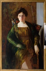 Porträtt av Henrietta Hirshmann (1885-1970). Målning av Konstantin (Constantin) Andreyevich Somov (1869-1939), olja på duk