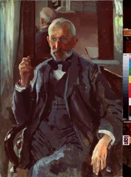 Porträtt av far. Målning av Konstantin (Constantin) Andreyevich Somov (1869-1939), olja på duk