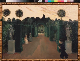 Ett kärleksbrev. Målning av Konstantin (Constantin) Andreyevich Somov (1869-1939), olja på duk
