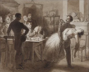 Illustration till dikten Tambovskassörens hustru av M. Lermontov, 1862