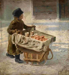Pojke. Studie för fastelavnsfesten på Amiralitetstorget i Sankt Petersburg, omkring 1869