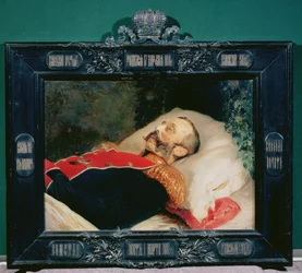 Kejsar Alexander II (1818-81) på sin dödsbädd, 1881