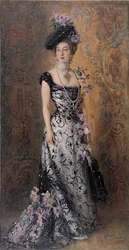 Elegant med orkidéer, 1900
