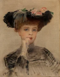 Mode Belle Epoque: ""La Parisienne"" - Målning av Konstantin Yegorovich Makovsky (Constantin Makovski) (1839-1915)