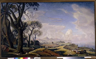 ""Paysage avec arbres"" (Landskap med träd) Peinture de Konstantin Fyodorovich Bogayevsky (Constantin Bogaievsky) (1872-1943) Olja på duk 1927 Statliga Tretyakov Gallery, Moskva