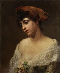 Konstantin Makovsky Porträtt av en ung dam