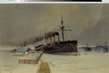 Pansarkryssaren Rossia - Verk av Konstantin Vasilyevich Isenberg (1859-1911), akvarell på kartong
