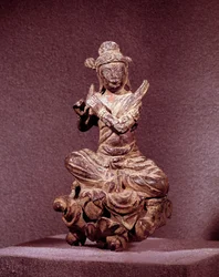 Art Coreen: representation av en Apsara i gyllene brons, Celeste. Period Silla (600-1000-talet). Koreas nationalmuseum