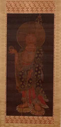 Bodhisattva Kshitigarbha (Jijang bosal), sent 1200-tal eller tidigt 1300-tal (bläck, färg och guld på siden)
