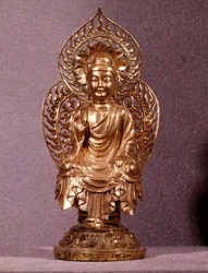 Koreansk konst: Buddhastatyett i guld. Sillaperioden, 700-900-talet. Koreas nationalmuseum