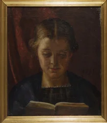 Elisabeth Zahrtmann, konstnärens syster, läser