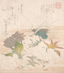 Körsbärsblommor och tallkottar, 1800-talet.