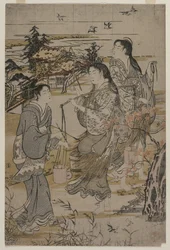 Kvinnor med salthinkar, Noda Tama-floden i Mutsu-provinsen, sent 1780-tal.