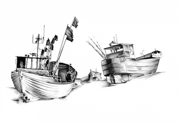 Strandade fiskebåtar