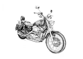Teckning av en klassisk motorcykel