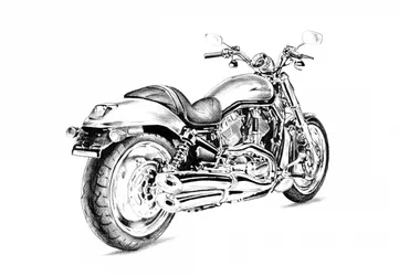 Detaljerad ritning av en motorcykel