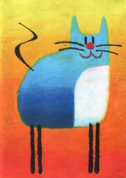 Den glada blå katten