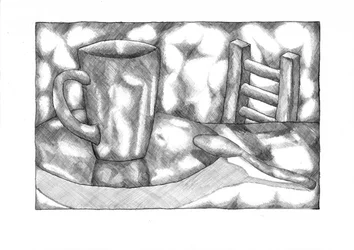 Mugg och stege – stilleben