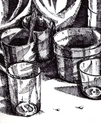 Stilleben – skiss av glas