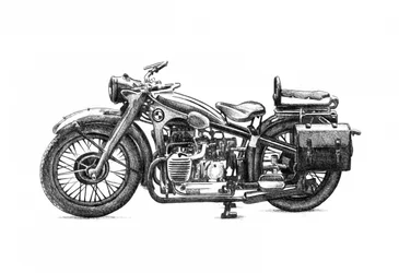 Teckning av en vintage-motorcykel