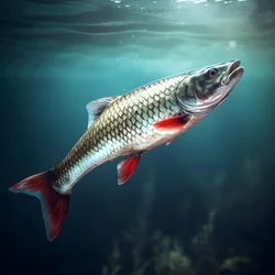 En snoek, en typ av fisk, fångades på en fiskelina 1