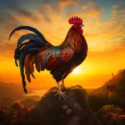 En galande tupp vid soluppgången 1