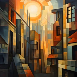 Kubistisk stil av urban landskapsmålning 3