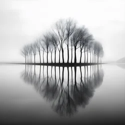 svartvita bilder av träd på vattnet 3