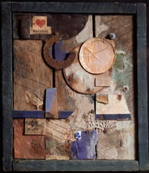 Merzbild Rossfett, träassemblage och målning av Kurt Schwitters (1887-1948), 1918-1919, Genève, Konst- och historiemuseet
