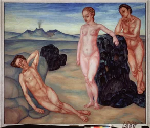 En dröm. Målning av Kuzma Sergeevich Petrov Vodkin (Petrov-Vodkin) (Kouzma Petrov Vodkin) (Petrov-Vodkin) (1878-1939), olja på duk