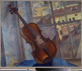 Fiol. Målning av Kuzma Sergeyevich Petrov Vodkin (Petrov-Vodkin) (Kouzma Petrov Vodkin) (Petrov-Vodkin) (1878-1939), olja på duk