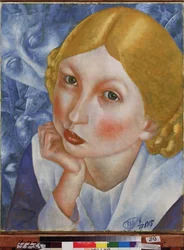 Rias porträtt. Målning av Kuzma Sergeevich Petrov Vodkin (Petrov-Vodkin) (Kouzma Petrov Vodkin) (Petrov-Vodkin) (1878-1939), olja på duk
