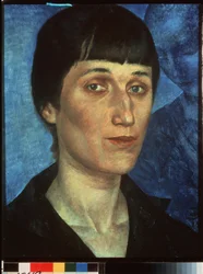 Porträtt av poetinnan Anna Akhmatova (Achmatova) (1889-1966). Peinture de Kuzma Sergeyevich Petrov Vodkin (Petrov-Vodkin) (Kouzma Petrov Vodkine) (Petrov-Vodkine) (1878-1939), huile sur toile
