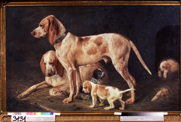 Dianas familj. Målning av Alexander Kirillovich Gorbunov (1855-1912), olja på duk