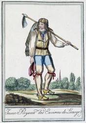 Ung bonde från omgivningarna i Limoges - i "" Encyclopédie des voyages"" av J. Grasset St Sauveur, Deron, Paris
