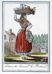 Milkmaid från runt Bordeaux - i "" Encyclopedia of Travels"" av J. Grasset St Sauveur, Deron, Paris