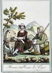 Man och kvinna från Vogeserna - i "" Encyclopedia of travels"" av J. Grasset St Sauveur, Deron, Paris