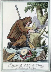 Bonde på Isle of Corsica i bakhåll - i "" Encyclopedia of travels"" av J. Grasset St Sauveur, Deron, Paris