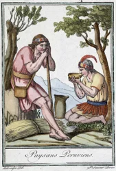 Perudian Peasants - i "" Encyclopedia of Travels"" av J. Grasset St Sauveur, red. Paris